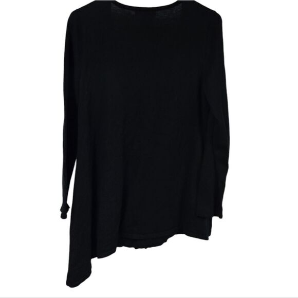 Womens Black Sweater Starry Night Embellished Script Snowflake Asymmetric Tunic - Picture 5 of 9